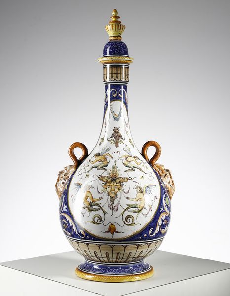 FANCIULLACCI CERAMICHE : Fiasca decorata con figure mitologiche e anse a mascheroni, Montelupo Fiorentino  - Asta Asta 451 | DESIGN E ARTI DECORATIVE DEL NOVECENTO - CERAMICHE e VETRI Online - Associazione Nazionale - Case d'Asta italiane