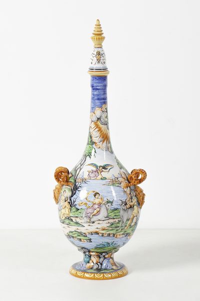 FANCIULLACCI CERAMICHE : Grande fiasca decorata con soggetti classici e anse a mascheroni, Montelupo Fiorentino  - Asta Asta 451 | DESIGN E ARTI DECORATIVE DEL NOVECENTO - CERAMICHE e VETRI Online - Associazione Nazionale - Case d'Asta italiane