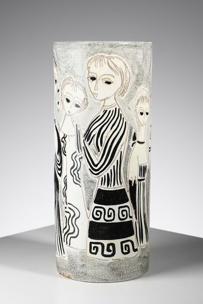 FANTONI MARCELLO (1915 - 2011) : Vaso cilindrico decorato con figure femminili  - Asta Asta 451 | DESIGN E ARTI DECORATIVE DEL NOVECENTO - CERAMICHE e VETRI Online - Associazione Nazionale - Case d'Asta italiane
