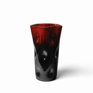 POZZI AMBROGIO (1931 - 2012) - Vaso con bordo irregolare e superficie decorata da inflessioni per Ceramica Pozzi, Varese