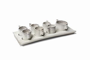 TASCA ALESSIO (1929 - 2020) - Servizio di tazzine con vassoio per manifattura di Nove