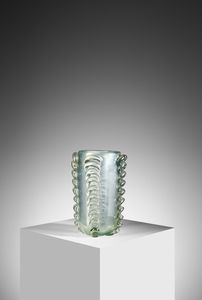 BARBINI ALFREDO (1912 - 2007) - attribuito. Vaso cilindrico decorato su quattro lati da morise per VAMSA, Murano