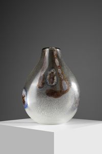 BARBINI - Vaso piriforme a sezione schiacciata, Murano