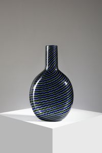 BAROVIER & TOSO - Vaso a sezione ovoidale schiacciata della serie Spina Aurata, Murano
