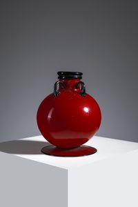 FRATELLI TOSO - Vaso globulare con applicazione di quattro anse, Murano