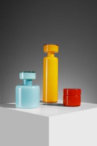 VISTOSI GINO (1925 - 1980) - Due bottiglie e una scatola con coperchio, Murano