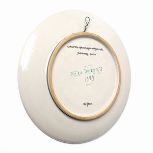 DORAZIO PIERO (1927 - 2005) : Senza titolo Grande piatto con decoro astratto per Gruppo Artigiani Majolica Deruta  - Asta Asta 451 | DESIGN E ARTI DECORATIVE DEL NOVECENTO - CERAMICHE e VETRI Online - Associazione Nazionale - Case d'Asta italiane