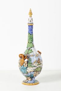 FANCIULLACCI CERAMICHE : Grande fiasca decorata con soggetti classici e anse a mascheroni, Montelupo Fiorentino  - Asta Asta 451 | DESIGN E ARTI DECORATIVE DEL NOVECENTO - CERAMICHE e VETRI Online - Associazione Nazionale - Case d'Asta italiane