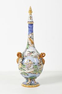 FANCIULLACCI CERAMICHE : Grande fiasca decorata con soggetti classici e anse a mascheroni, Montelupo Fiorentino  - Asta Asta 451 | DESIGN E ARTI DECORATIVE DEL NOVECENTO - CERAMICHE e VETRI Online - Associazione Nazionale - Case d'Asta italiane