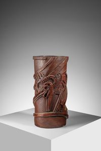 ASSETTO FRANCO (1911 - 1991) - Vaso cilindrico decorato con motivi astratti a rilievo per Sa.Val., Albisola