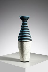LONDI ALDO (1911 - 2003) - Vaso tornito a mano con decoro a righe orizzontali per Bitossi, Montelupo Fiorentino