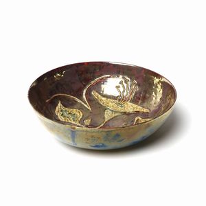 MELANDRI PIETRO  (1885 - 1976) - Piatto decorato a rilievo con motivo vegetale, Faenza