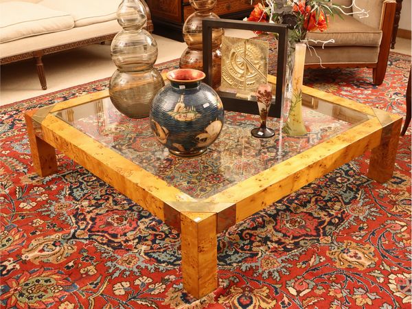 Grande tavolo basso in radica di pioppo  - Asta La casa moderna  - Associazione Nazionale - Case d'Asta italiane