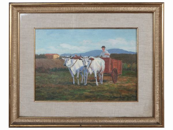 Umberto Brandi : Buoi al lavoro 1972  - Asta La casa moderna  - Associazione Nazionale - Case d'Asta italiane