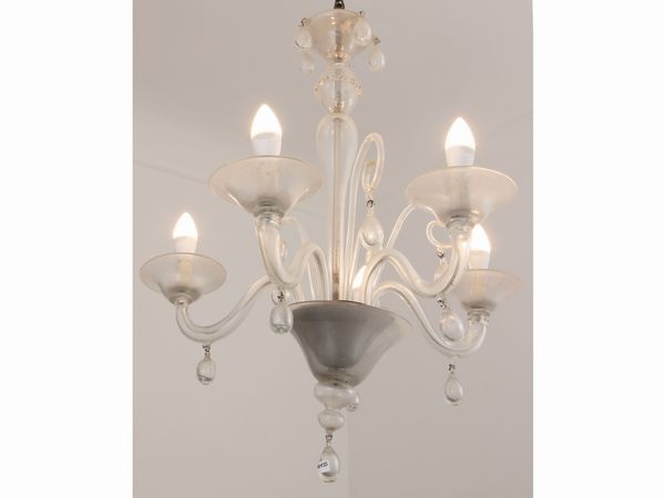 Lampadario in vetro soffiato incolore  - Asta La casa moderna  - Associazione Nazionale - Case d'Asta italiane