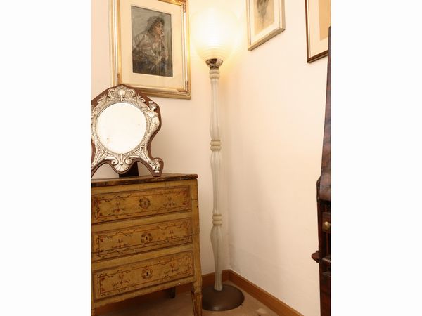 Piantana in vetro pulegoso bianco, Seguso  - Asta La casa moderna  - Associazione Nazionale - Case d'Asta italiane