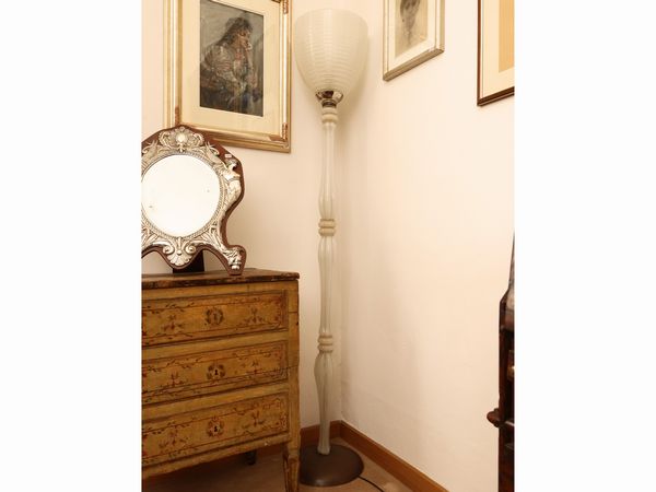 Piantana in vetro pulegoso bianco, Seguso  - Asta La casa moderna  - Associazione Nazionale - Case d'Asta italiane