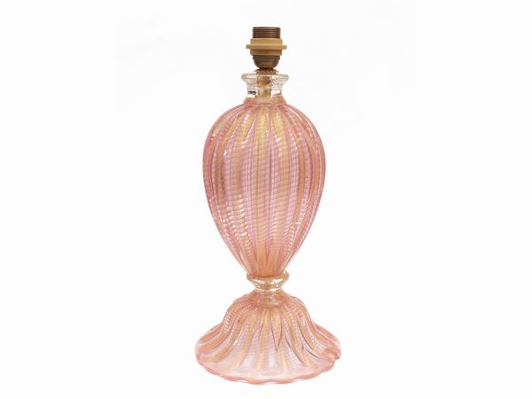 Base per lampada in vetro cordonato rosso rubino  - Asta La casa moderna  - Associazione Nazionale - Case d'Asta italiane