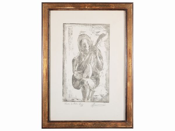 Scuola italiana : Uomo con chitarra  - Asta La casa moderna  - Associazione Nazionale - Case d'Asta italiane