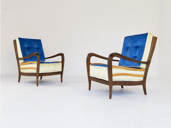 Coppia di poltrone in noce  - Asta La casa moderna  - Associazione Nazionale - Case d'Asta italiane