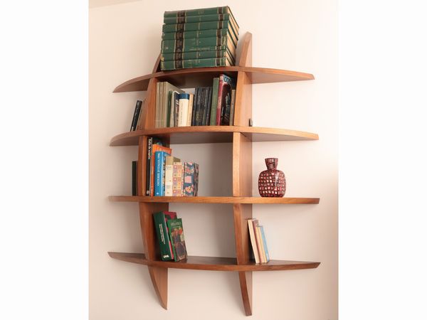 Libreria pensile in noce  - Asta La casa moderna  - Associazione Nazionale - Case d'Asta italiane
