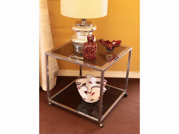 Carrello di servizio in metallo cromato e vetro  - Asta La casa moderna  - Associazione Nazionale - Case d'Asta italiane