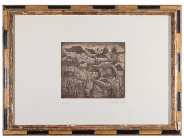 Lotto composto da: un disegno, tre acqueforti e una litografia (5)  - Asta La casa moderna  - Associazione Nazionale - Case d'Asta italiane