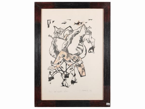 Lotto composto da: un disegno, tre acqueforti e una litografia (5)  - Asta La casa moderna  - Associazione Nazionale - Case d'Asta italiane