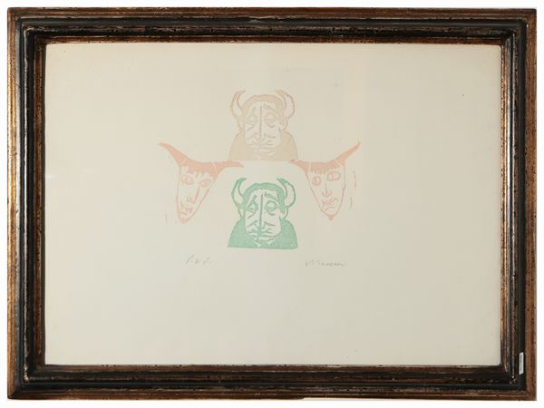 MINO MACCARI : Lotto di grafica composto da 4 litografie (4)  - Asta La casa moderna  - Associazione Nazionale - Case d'Asta italiane