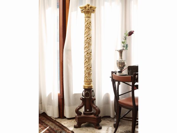 Colonna in legno intagliato, dorato e laccato  - Asta La casa moderna  - Associazione Nazionale - Case d'Asta italiane