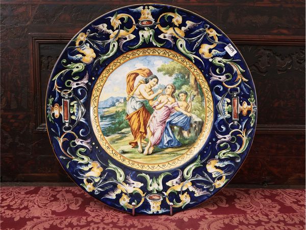 Piatto da parata in terracotta smaltata  - Asta La casa moderna  - Associazione Nazionale - Case d'Asta italiane