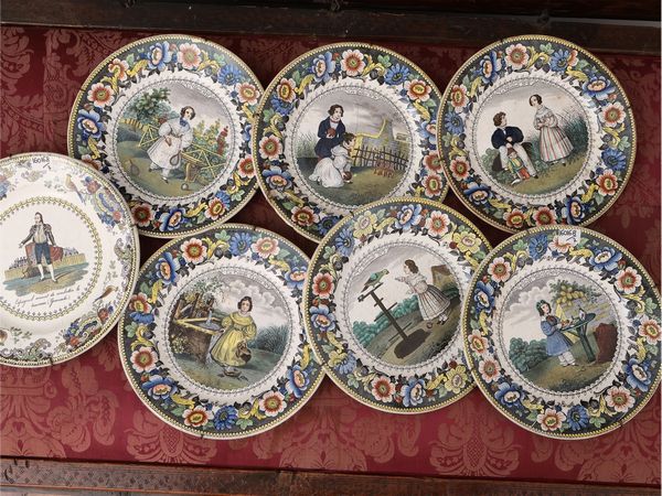 Serie di sei piatti decorativi in terraglia, Manifattura di Creil  - Asta La casa moderna  - Associazione Nazionale - Case d'Asta italiane
