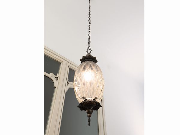 Coppia di lanterne in metallo e vetro soffiato  - Asta La casa moderna  - Associazione Nazionale - Case d'Asta italiane