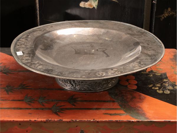 Alzata centrotavola ruotante in metallo argentato  - Asta La casa moderna  - Associazione Nazionale - Case d'Asta italiane