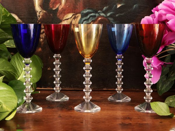 Serie di sei calici arlecchino in cristallo, Baccarat  - Asta La casa moderna  - Associazione Nazionale - Case d'Asta italiane