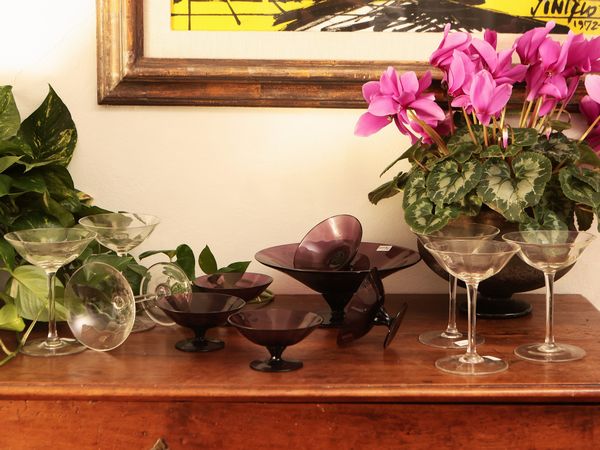 Set da macedonia in vetro color ametista  - Asta La casa moderna  - Associazione Nazionale - Case d'Asta italiane