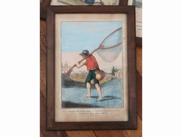 Carlo Lasinio : Vedute di Firenze con venditori ambulanti  - Asta La casa moderna  - Associazione Nazionale - Case d'Asta italiane