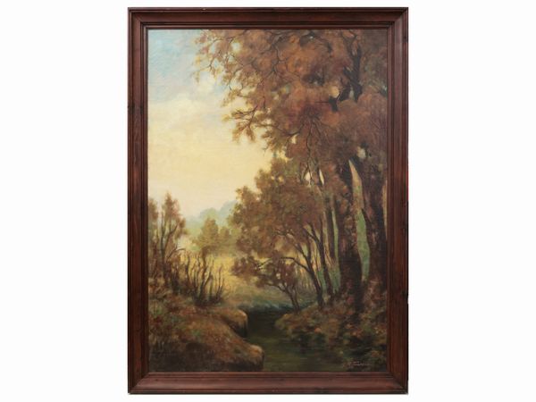 Scuola russa della fine del XIX secolo : Scorcio di bosco  - Asta La casa moderna  - Associazione Nazionale - Case d'Asta italiane