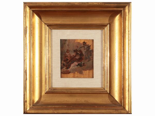 Scuola francese della fine del XIX/inizio del XX secolo : Personaggi e ballerina di Can can  - Asta La casa moderna  - Associazione Nazionale - Case d'Asta italiane