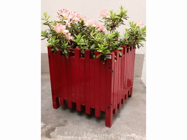 Fioriera in legno laccato rosso, Ettore Sottsass per Poltronova, 1962  - Asta La casa moderna  - Associazione Nazionale - Case d'Asta italiane