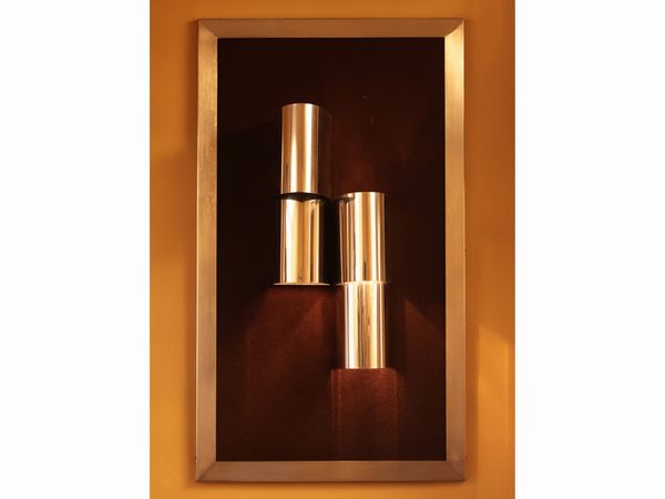 Pannello luminoso con elementi cilindrici in metallo cromato  - Asta La casa moderna  - Associazione Nazionale - Case d'Asta italiane