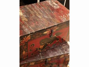 Coppia di bauletti orientali in legno laccato  - Asta La casa moderna  - Associazione Nazionale - Case d'Asta italiane