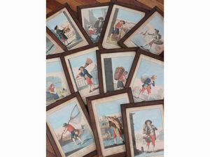 Carlo Lasinio - Vedute di Firenze con venditori ambulanti