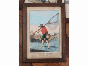 Carlo Lasinio : Vedute di Firenze con venditori ambulanti  - Asta La casa moderna  - Associazione Nazionale - Case d'Asta italiane