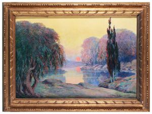 Scuola Francese del XIX/XX secolo - Paesaggio al tramonto