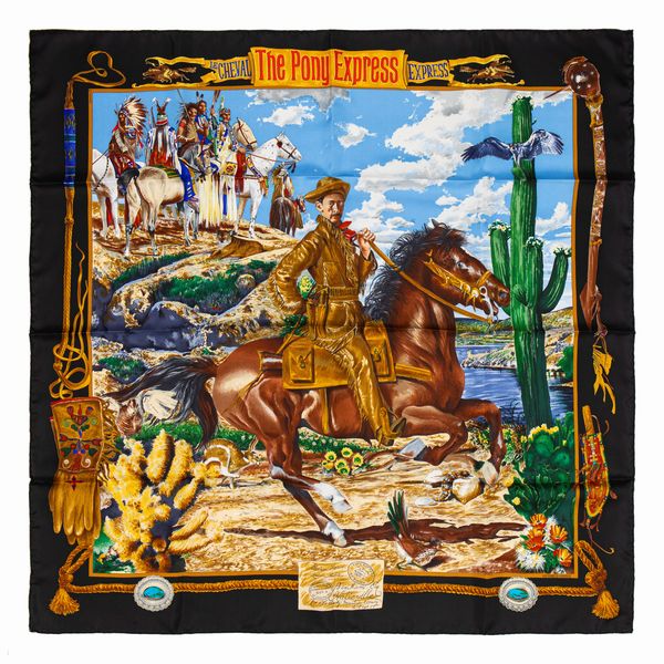 Hermès : Foulard The Pony Express  - Asta Luxury Fashion - Associazione Nazionale - Case d'Asta italiane