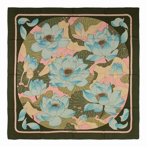 Hermès - Grand foulard Fleurs de Lotus