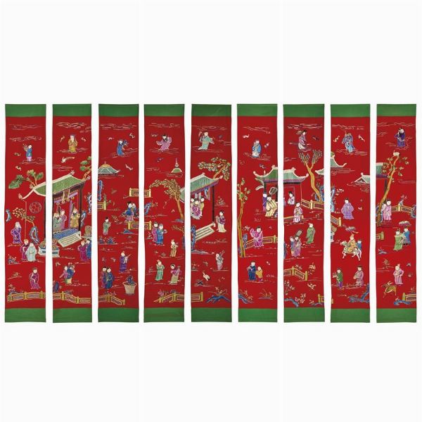 GRUPPO DI NOVE TESSUTI, CINA, PERIODO DELLA REPUBBLICA (1912-1949)  - Asta Arte Orientale 东方艺术 - Associazione Nazionale - Case d'Asta italiane