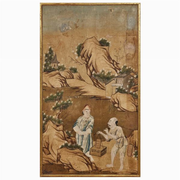 COPPIA DI DIPINTI, CINA, DINASTIA QING, SEC. XIX  - Asta Arte Orientale 东方艺术 - Associazione Nazionale - Case d'Asta italiane