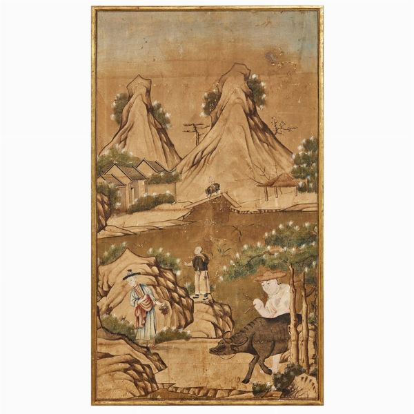 COPPIA DI DIPINTI, CINA, DINASTIA QING, SEC. XIX  - Asta Arte Orientale 东方艺术 - Associazione Nazionale - Case d'Asta italiane
